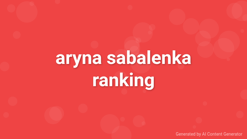 aryna sabalenka ranking